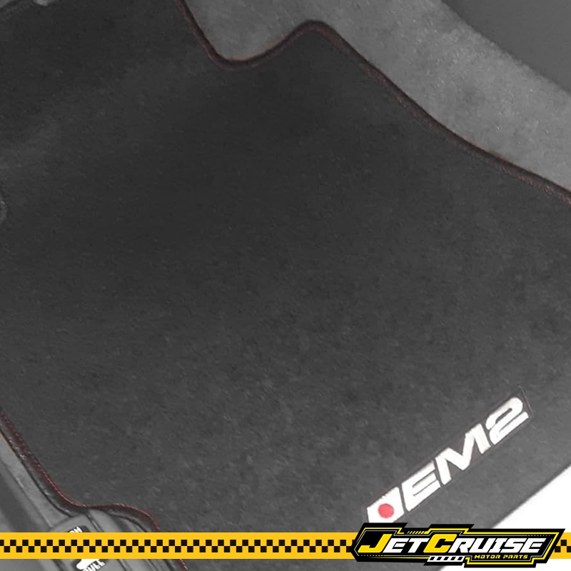 Fits 01-05 Honda Civic EM2 Logo Black Nylon Front Rear Floor Mats