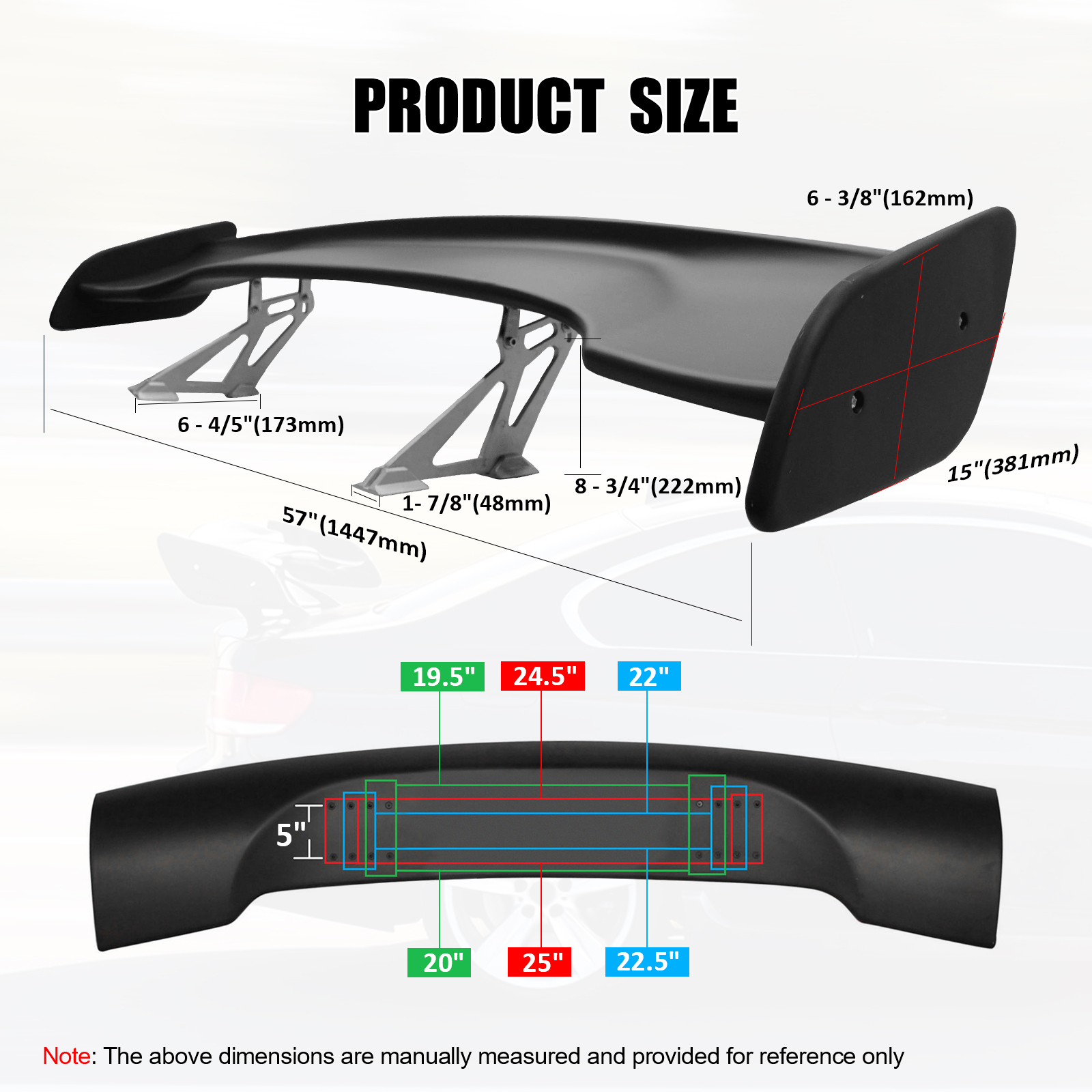 Spoilsports - You Gotta Shout 7インチ Universal Adjustable 57 Inch GT Trunk Spoiler Wing LED Brake Light
