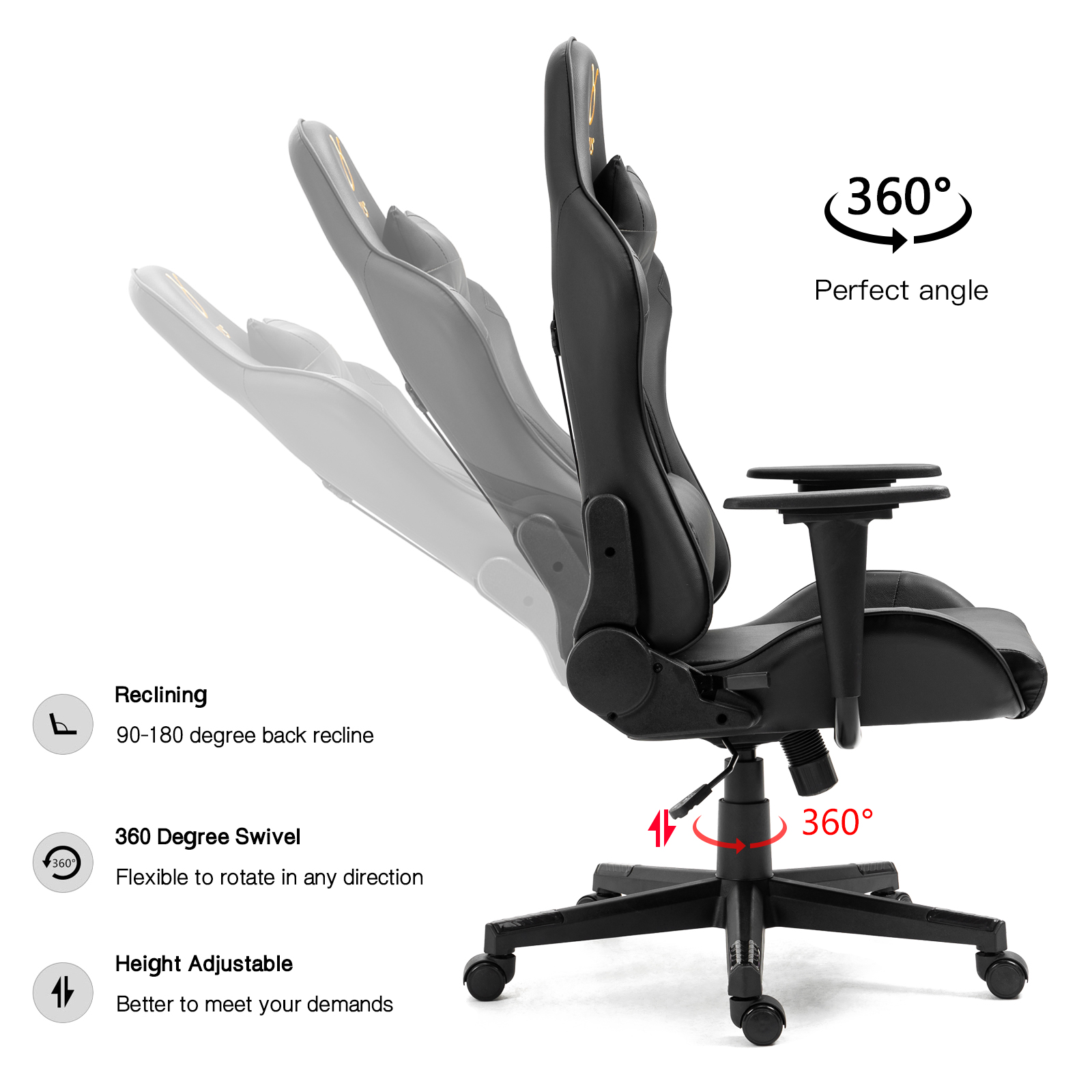 Ergonomic Racing Gaming Chair Swivel Recliner Office Executive Computer Chair