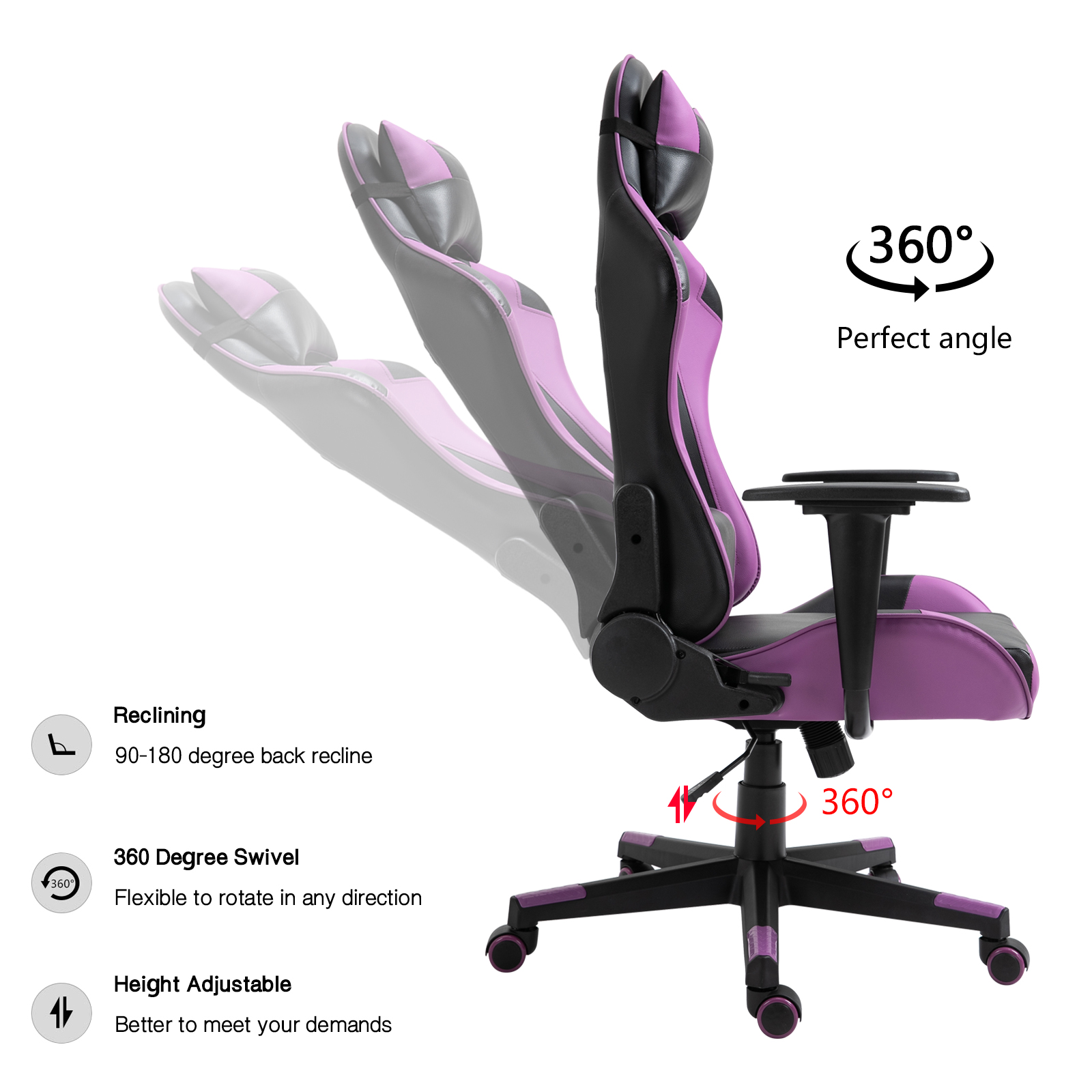 Ergonomic Racing Gaming Chair Swivel Recliner Office Executive Computer Chair