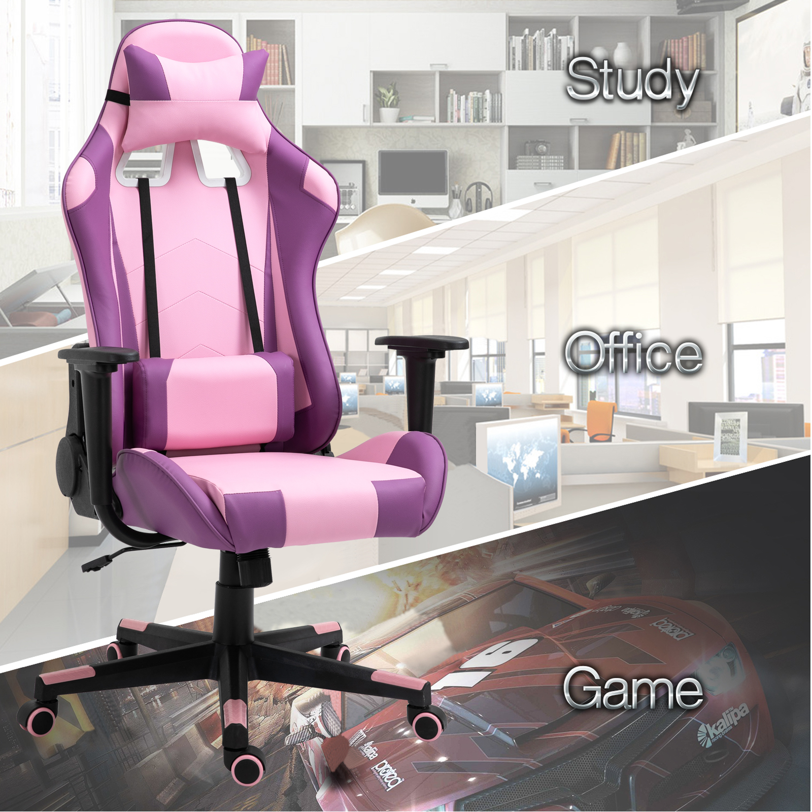 Ergonomic Racing Gaming Chair Swivel Recliner Office Executive Computer Chair