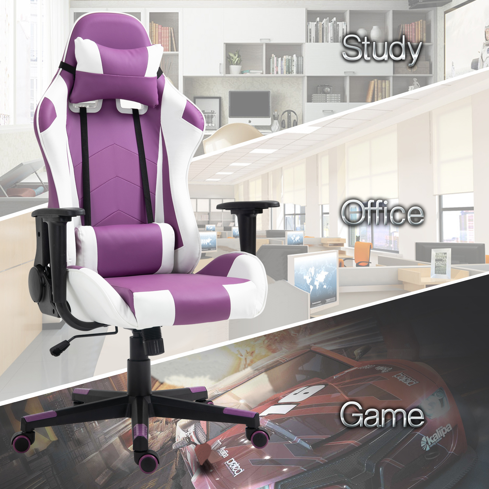 Ergonomic Racing Gaming Chair Swivel Recliner Office Executive Computer Chair