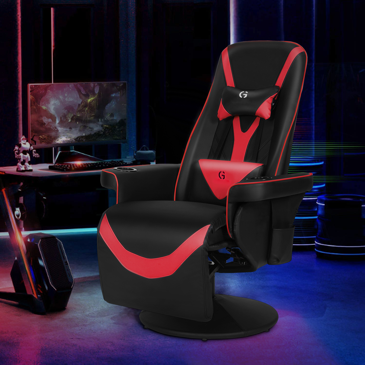 Gaming Chair Ergonomic Computer Office Racing Recliner Swivel Seat With Footrest