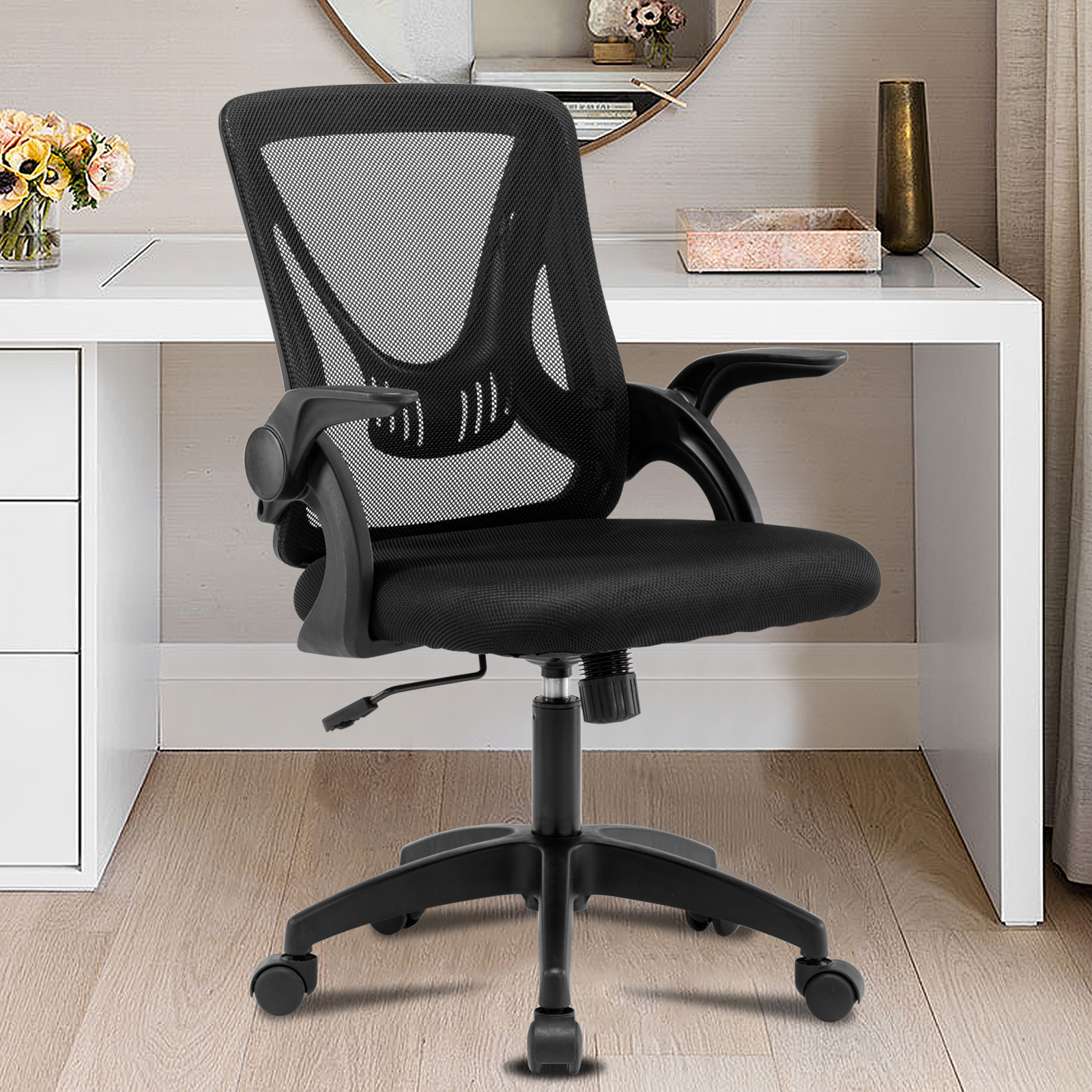 Ergonomic Office Computer Desk Chair w/ Flip-up Armrests 360° Swivel Mesh Chair - Picture 21 of 48
