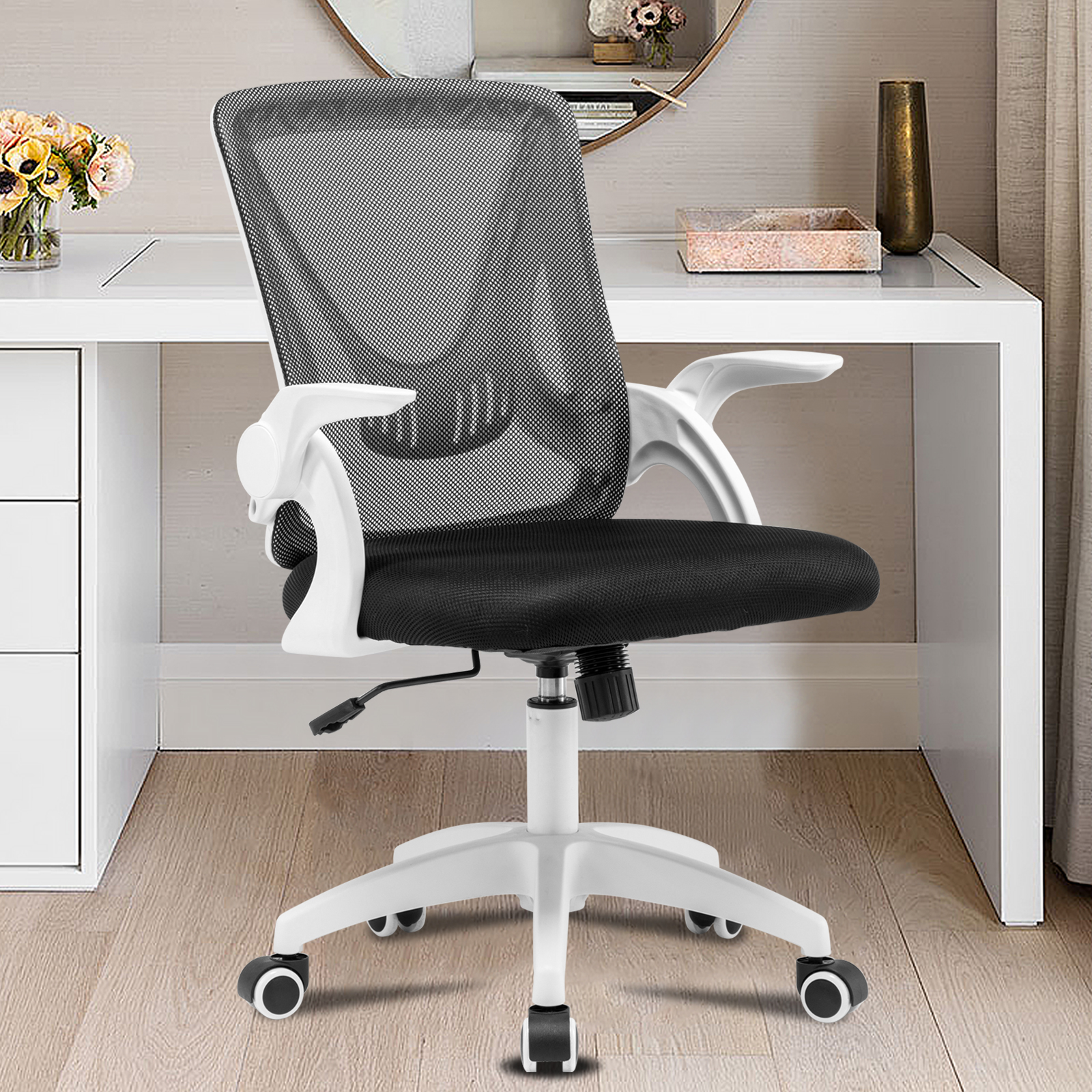 Ergonomic Office Computer Desk Chair w/ Flip-up Armrests 360° Swivel Mesh Chair - Picture 45 of 48