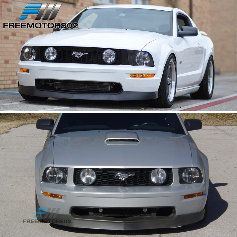 Font Bumpe Lip Compatible With 2005-2009 Fod Mustang GT V8 Unpainted Front Bumper Lip Spoiler Pu