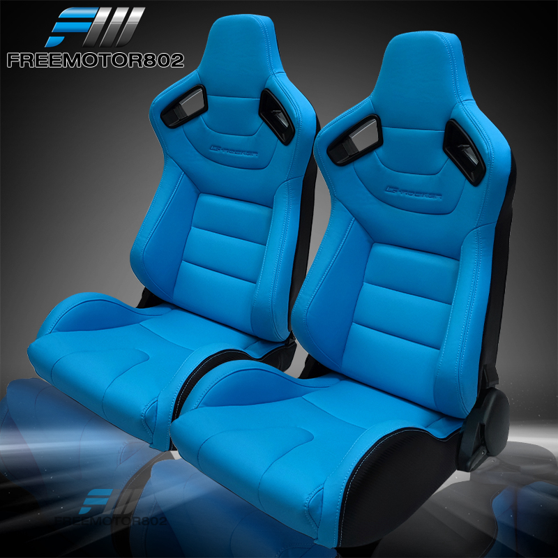 Adjustable Universal Racing Seat B Style Light Blue PU Leather