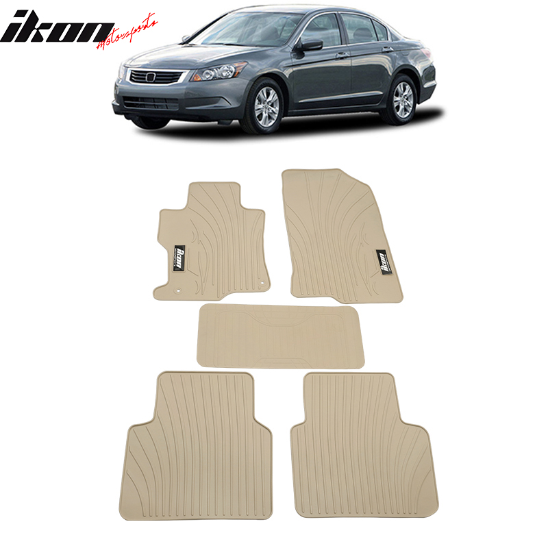 Fits 08-12 Honda Accord Beige Latex Rubber Car Floor Mats Custom