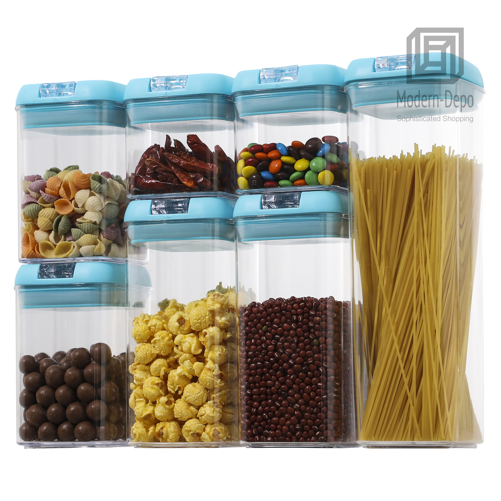 7pcs Food Storage Container with Lid Airtight Kitchen Plastic Canister BPA Free