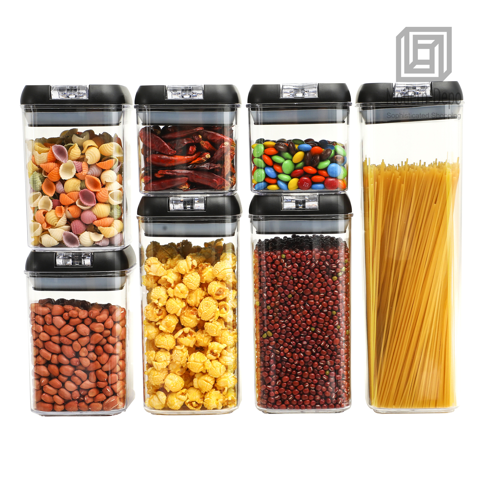 7pcs Food Storage Container with Lid Airtight Kitchen Plastic Canister BPA Free