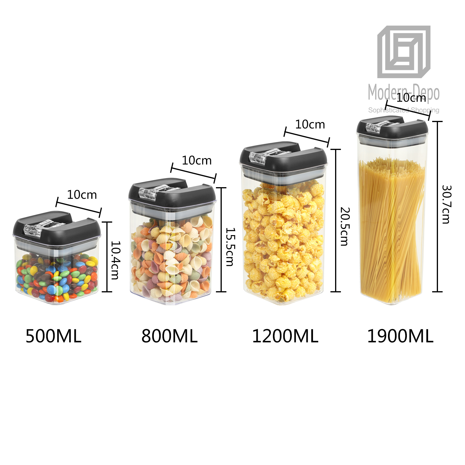 7pcs Food Storage Container with Lid Airtight Kitchen Plastic Canister BPA Free