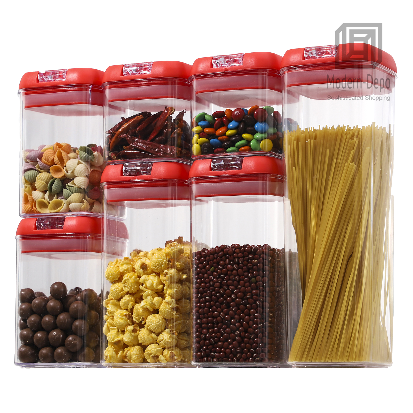 7pcs Food Storage Container with Lid Airtight Kitchen Plastic Canister BPA Free