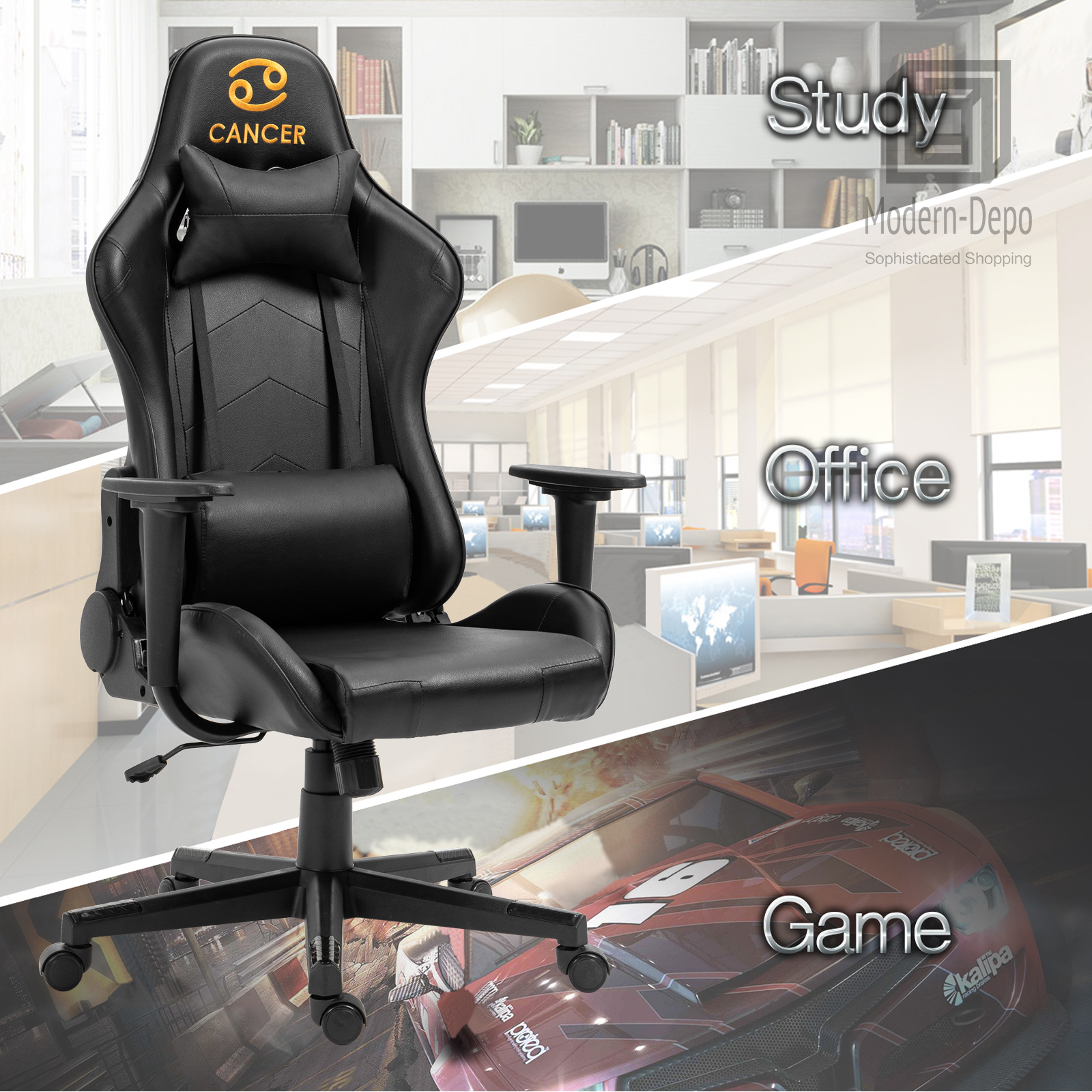 Ergonomic Racing Gaming Chair Swivel Recliner Office Executive Computer Chair