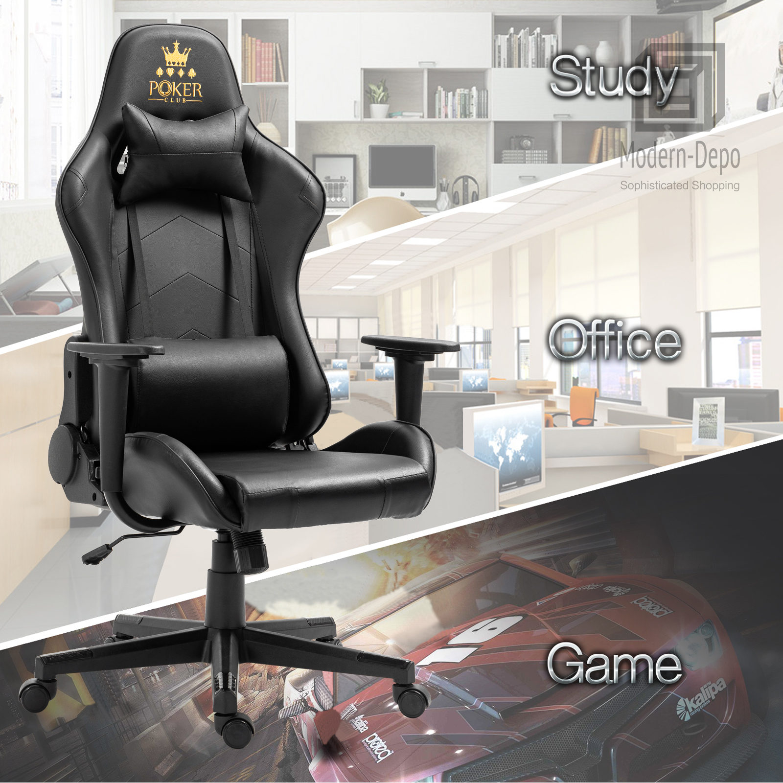 Ergonomic Racing Gaming Chair Swivel Recliner Office Executive Computer Chair