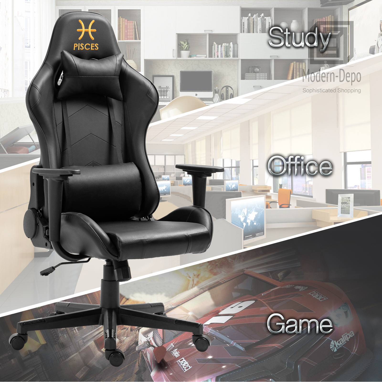 Ergonomic Racing Gaming Chair Swivel Recliner Office Executive Computer Chair