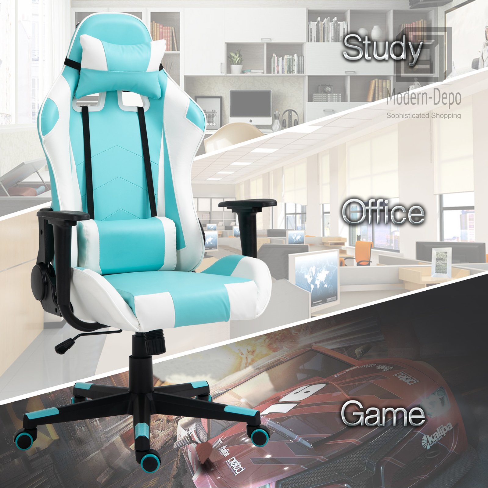 Ergonomic Racing Gaming Chair Swivel Recliner Office Executive Computer Chair