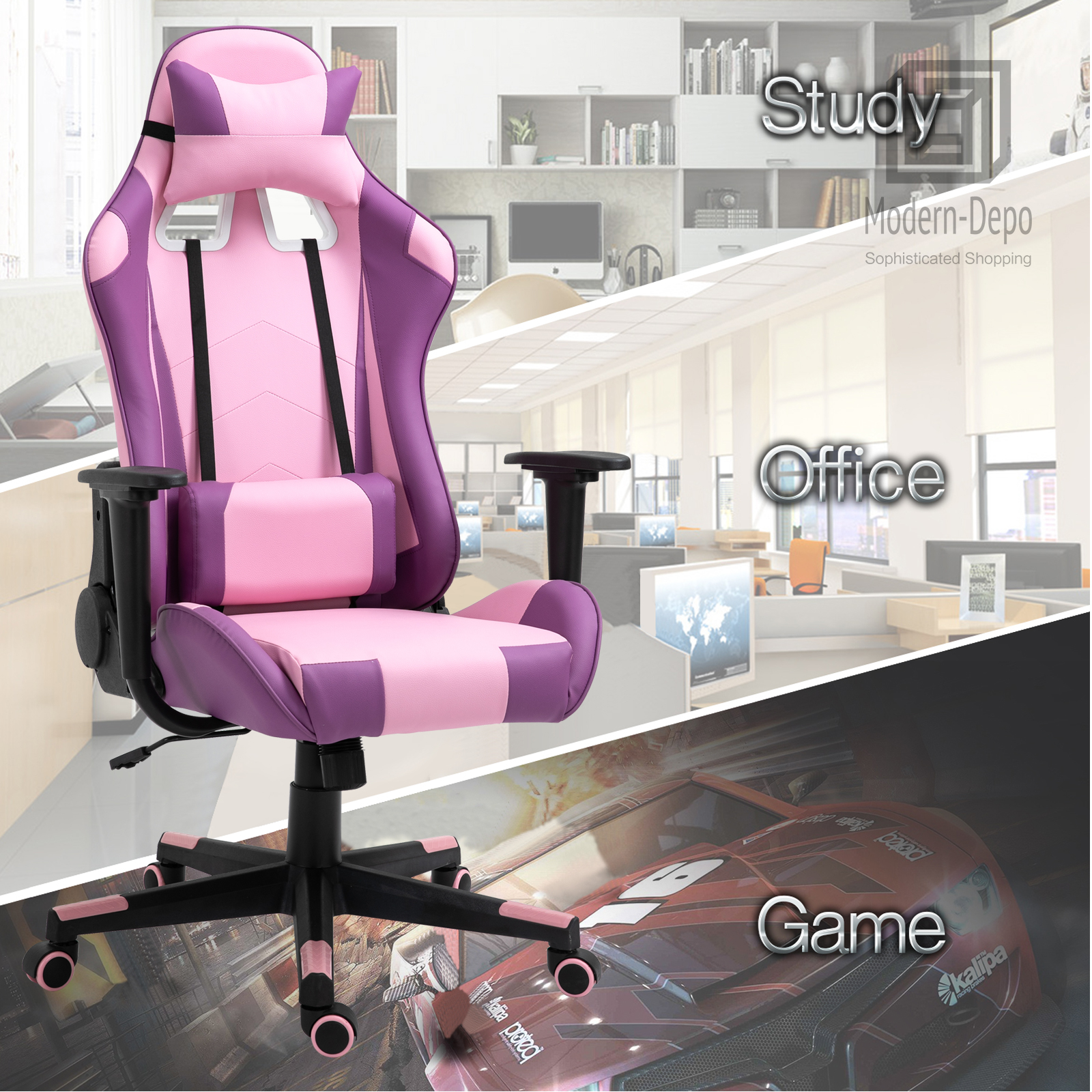 Ergonomic Racing Gaming Chair Swivel Recliner Office Executive Computer Chair