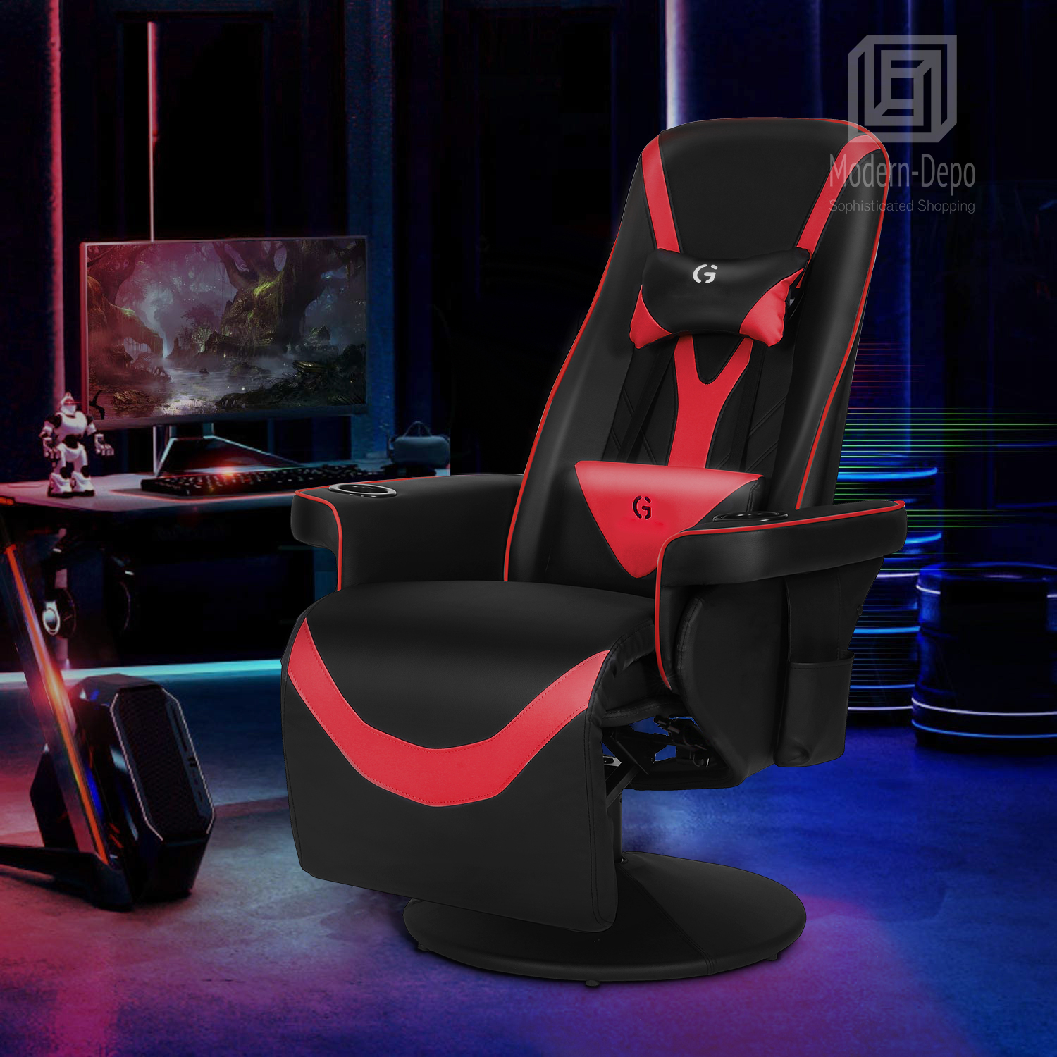 Gaming Chair Ergonomic Computer Office Racing Recliner Swivel Seat With Footrest