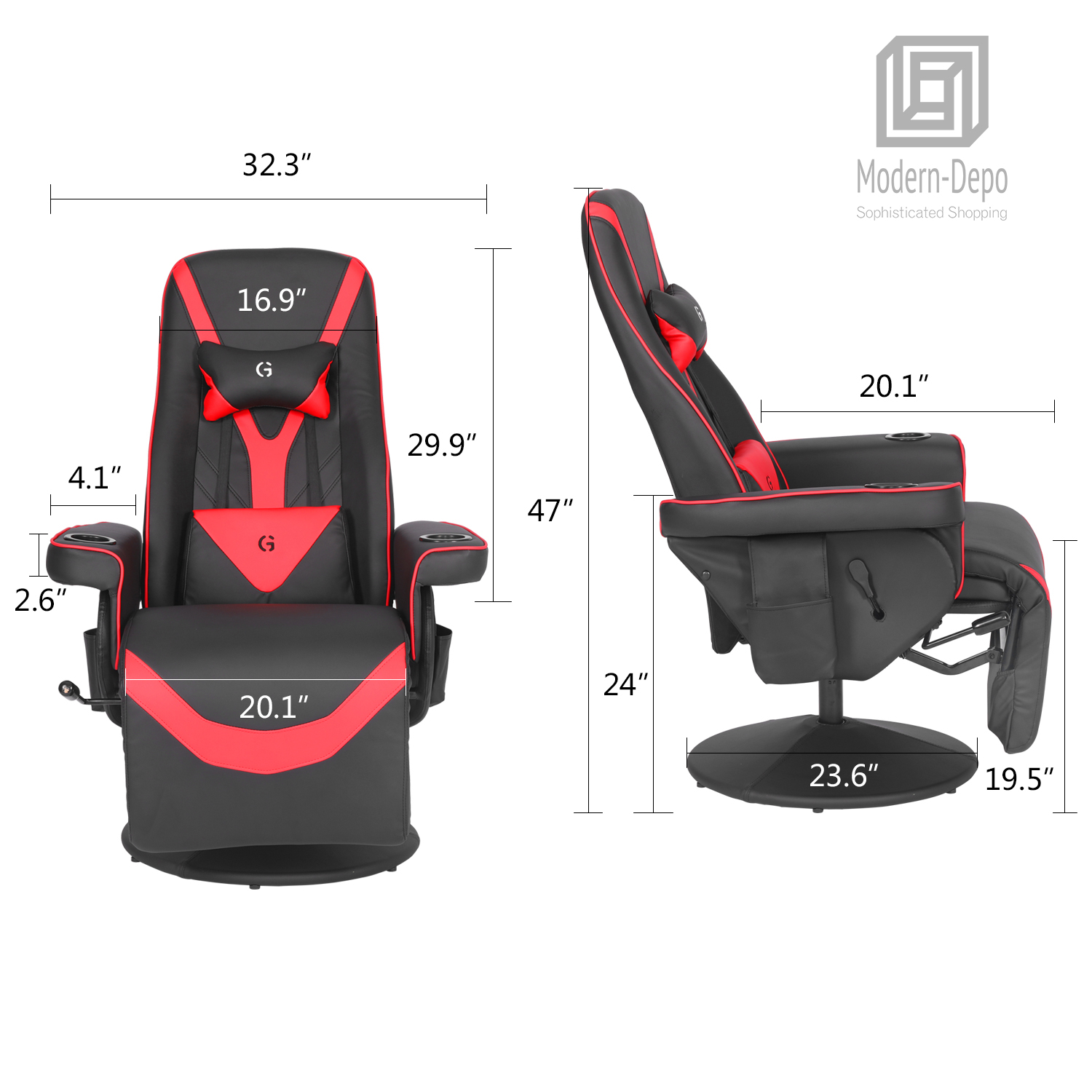 Gaming Chair Ergonomic Computer Office Racing Recliner Swivel Seat With Footrest