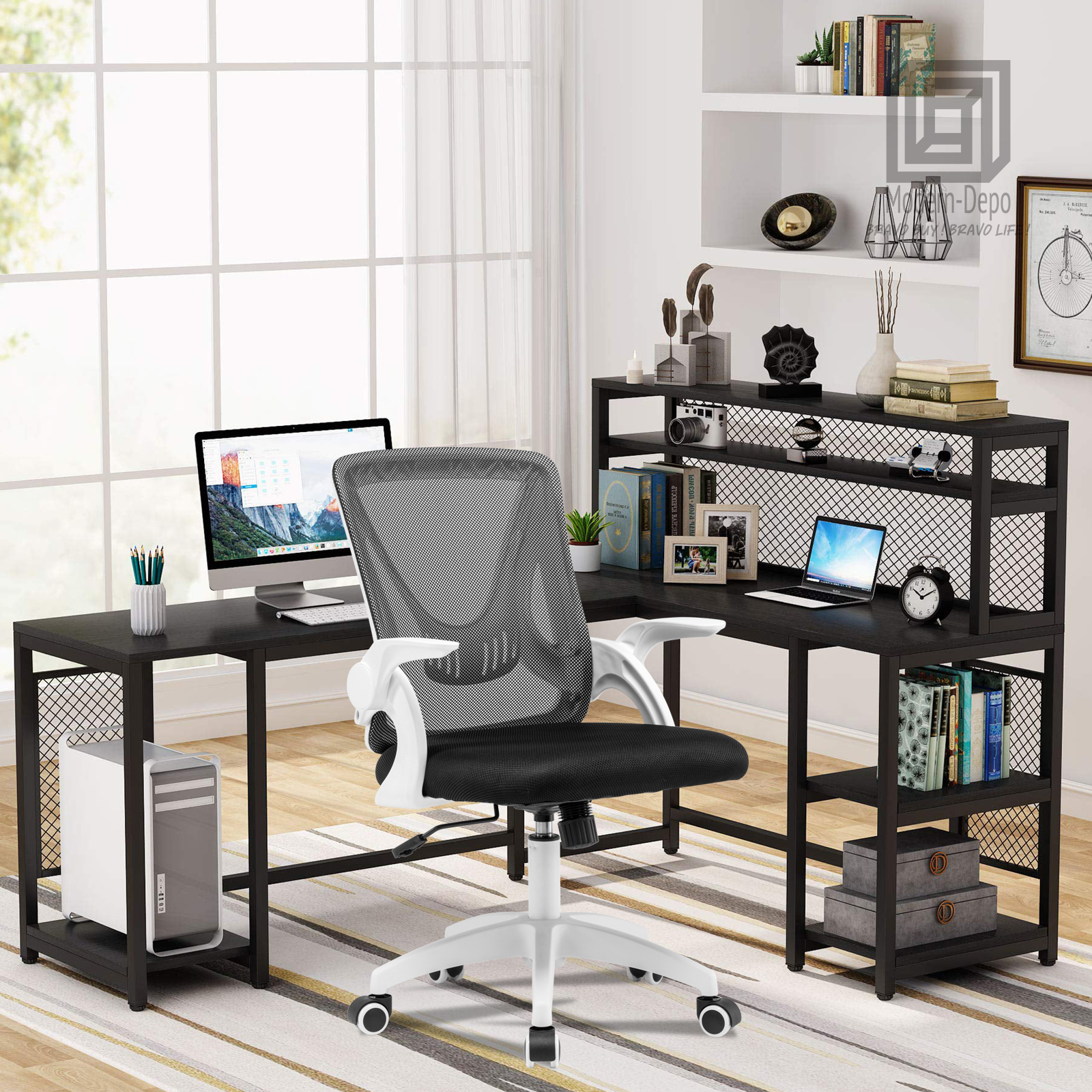 Ergonomic Office Computer Desk Chair w/ Flip-up Armrests 360° Swivel Mesh Chair - Picture 43 of 48