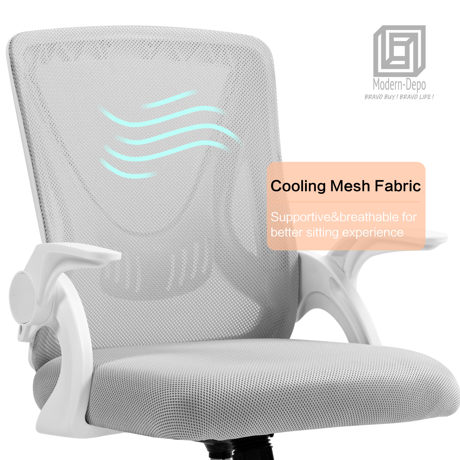 Ergonomic Office Computer Desk Chair w/ Flip-up Armrests 360° Swivel Mesh Chair