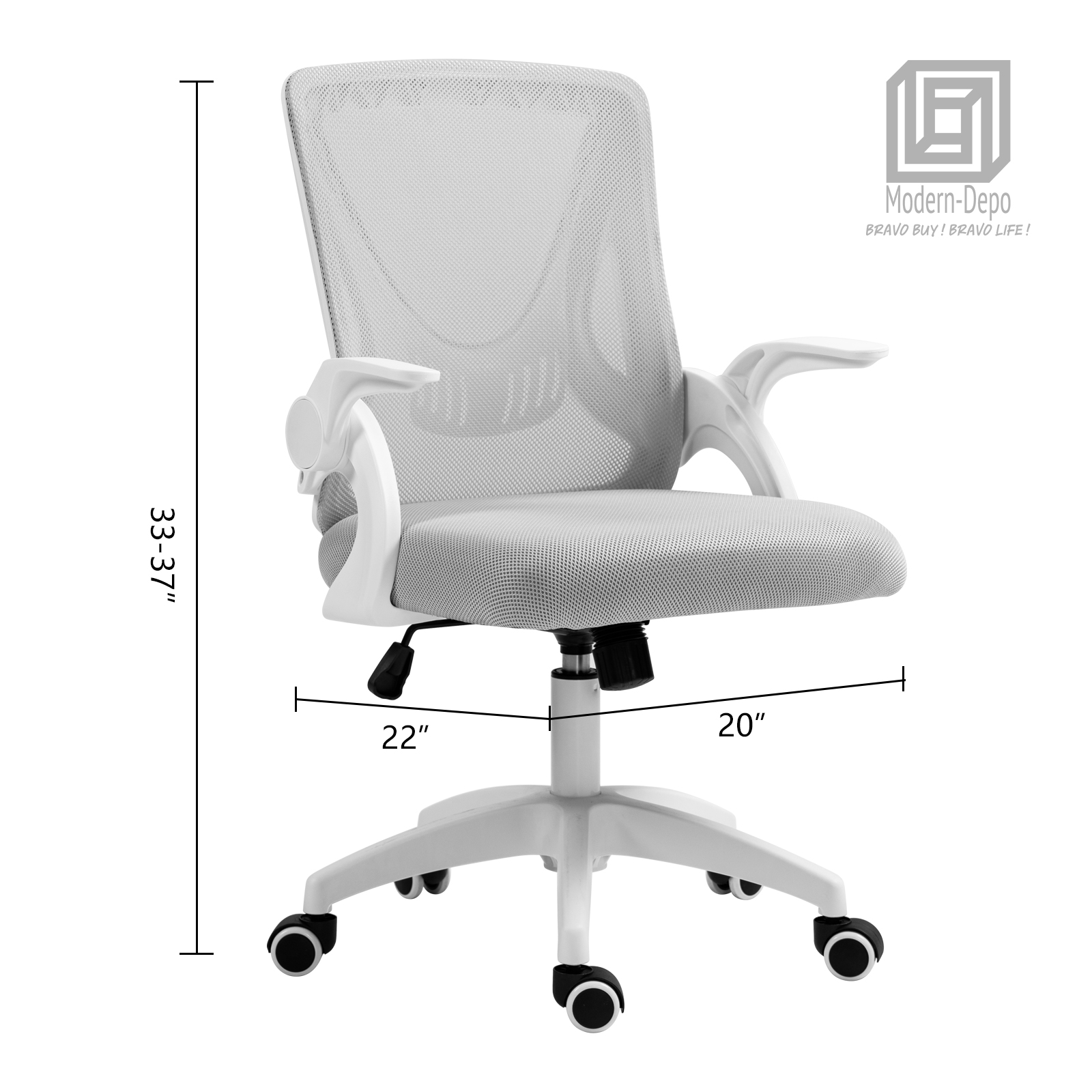 Ergonomic Office Computer Desk Chair w/ Flip-up Armrests 360° Swivel Mesh Chair