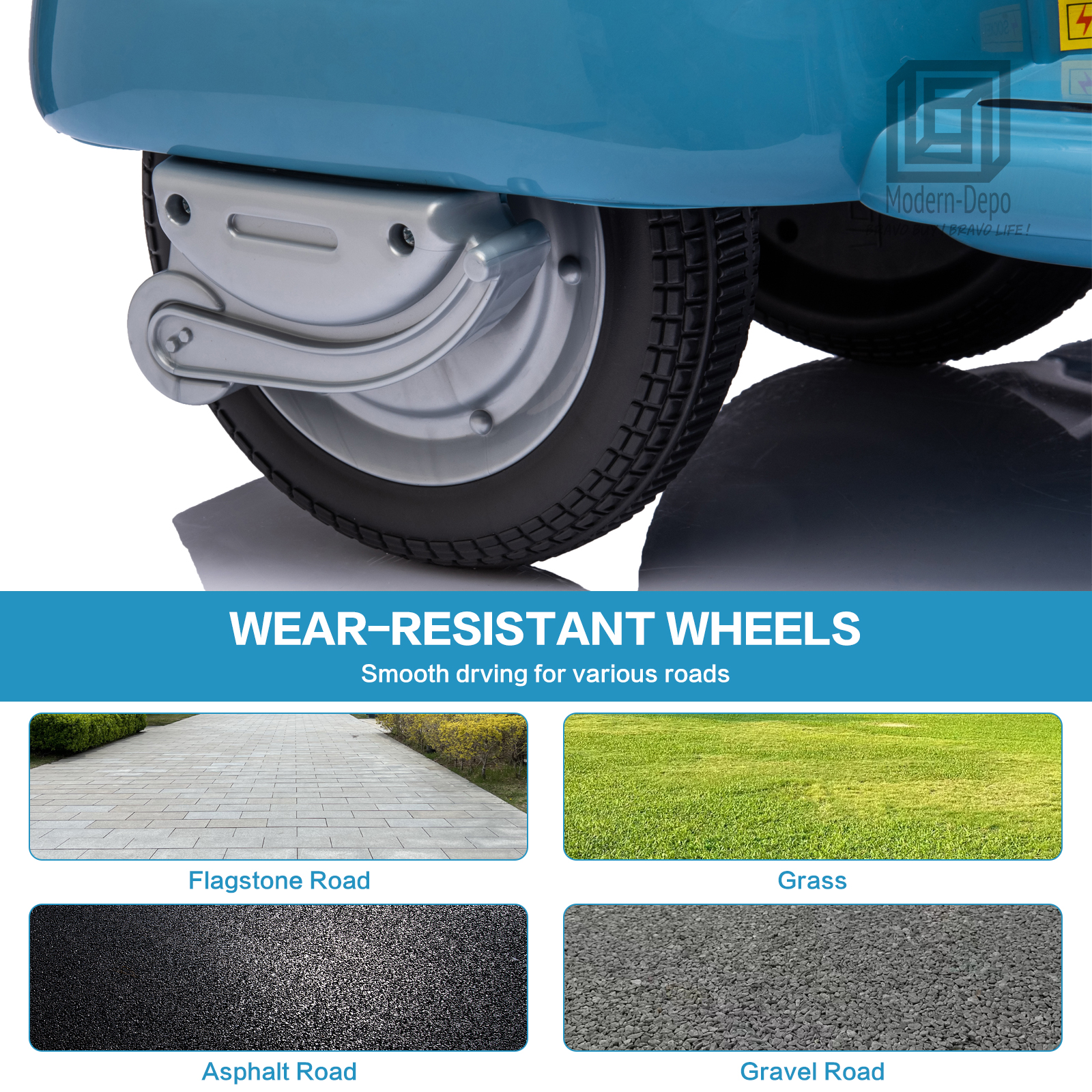 Licensed Vespa Kids Ride On Car Motorcycle w/ Side Car&Light, 2 Seater Toy Car - Picture 13 of 40