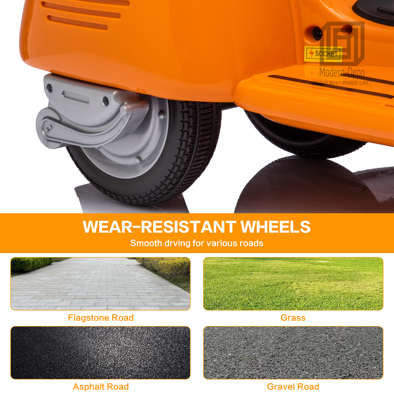 Licensed Vespa Kids Ride On Car Motorcycle w/ Side Car&Light, 2 Seater Toy Car - Picture 29 of 40