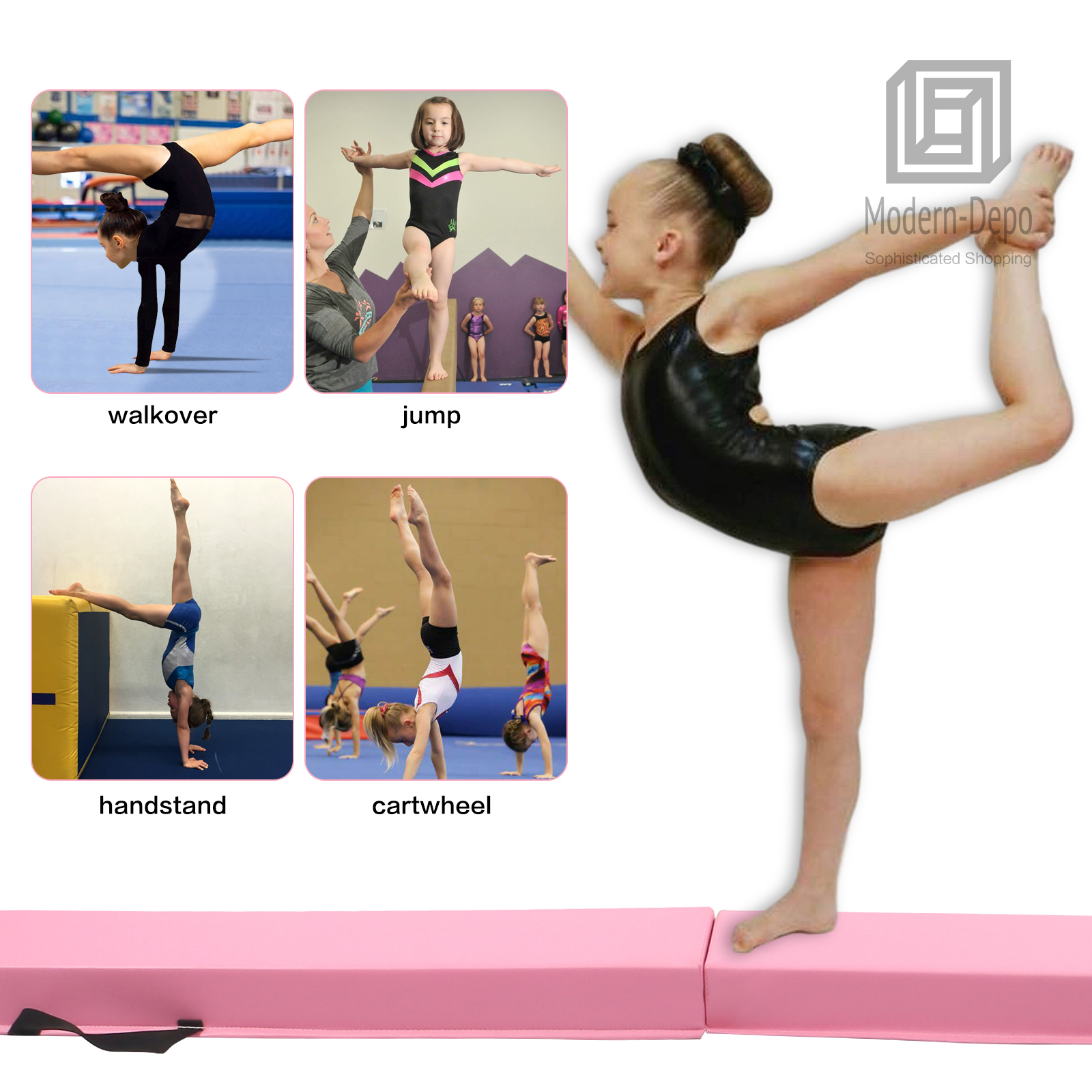 Folding Gymnastics Balance Beam for Kids 6Ft/8Ft Anti-slip Walking Beam for Home - Picture 29 of 38