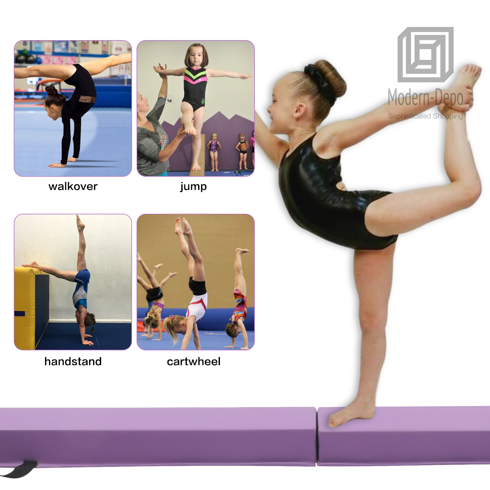 Folding Gymnastics Balance Beam for Kids 6Ft/8Ft Anti-slip Walking Beam for Home - Picture 36 of 38