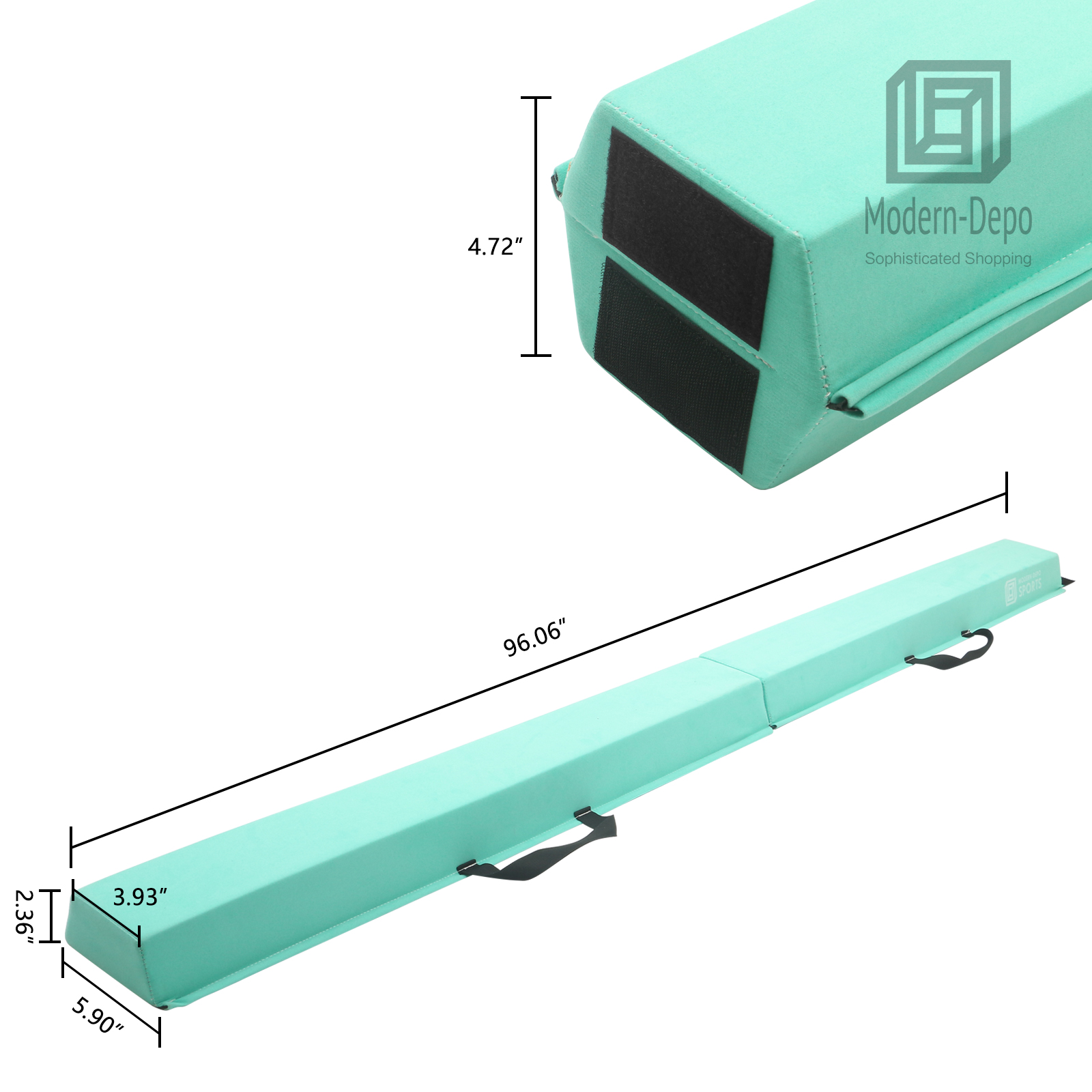 8FT Light Green Suede Folding Floor Balance Beam for Kids Firm Gymnastics - Picture 5 of 6