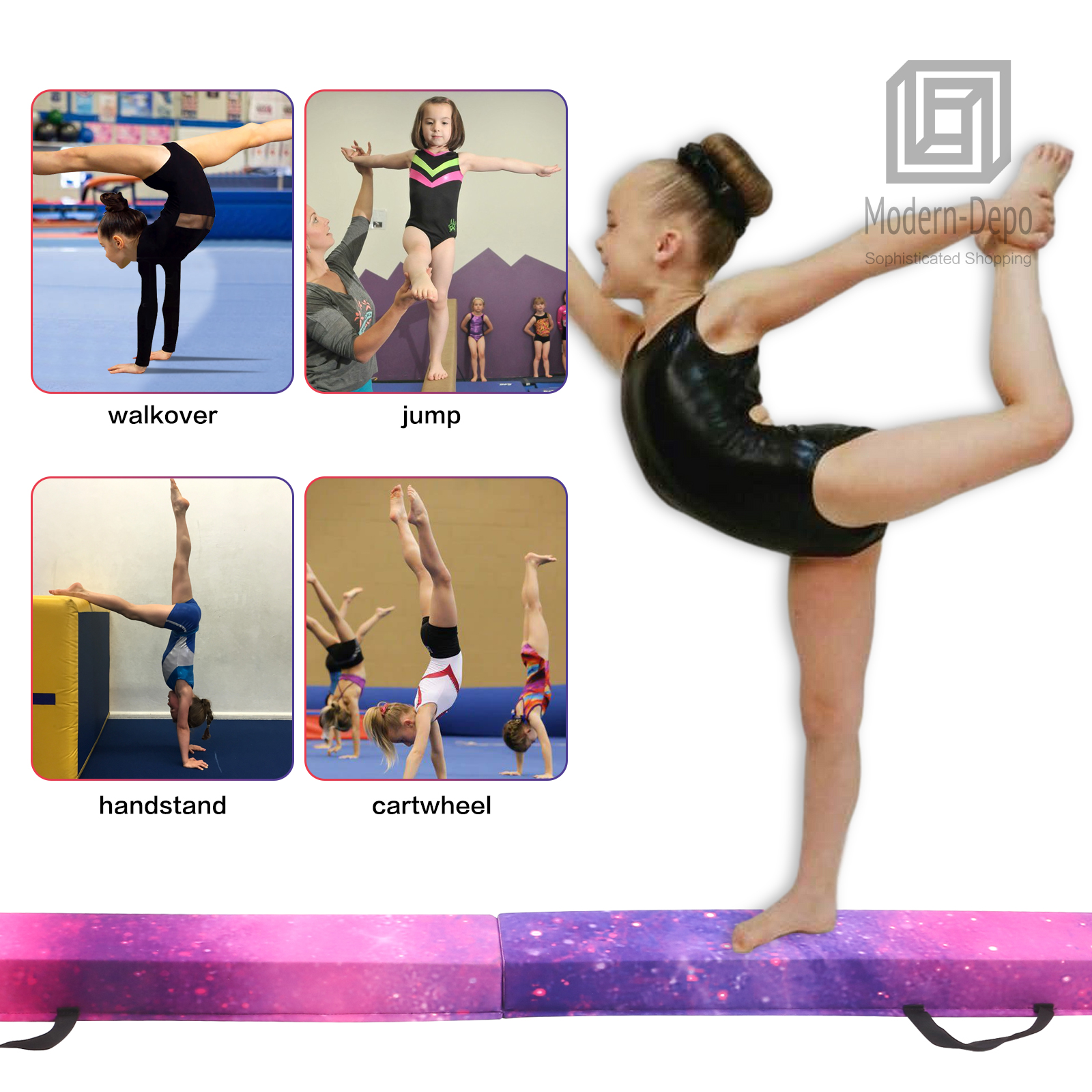 9.5ft Folding Balance Beam for Home Training Exercise Gymnastics Gym Equipment - Picture 5 of 7