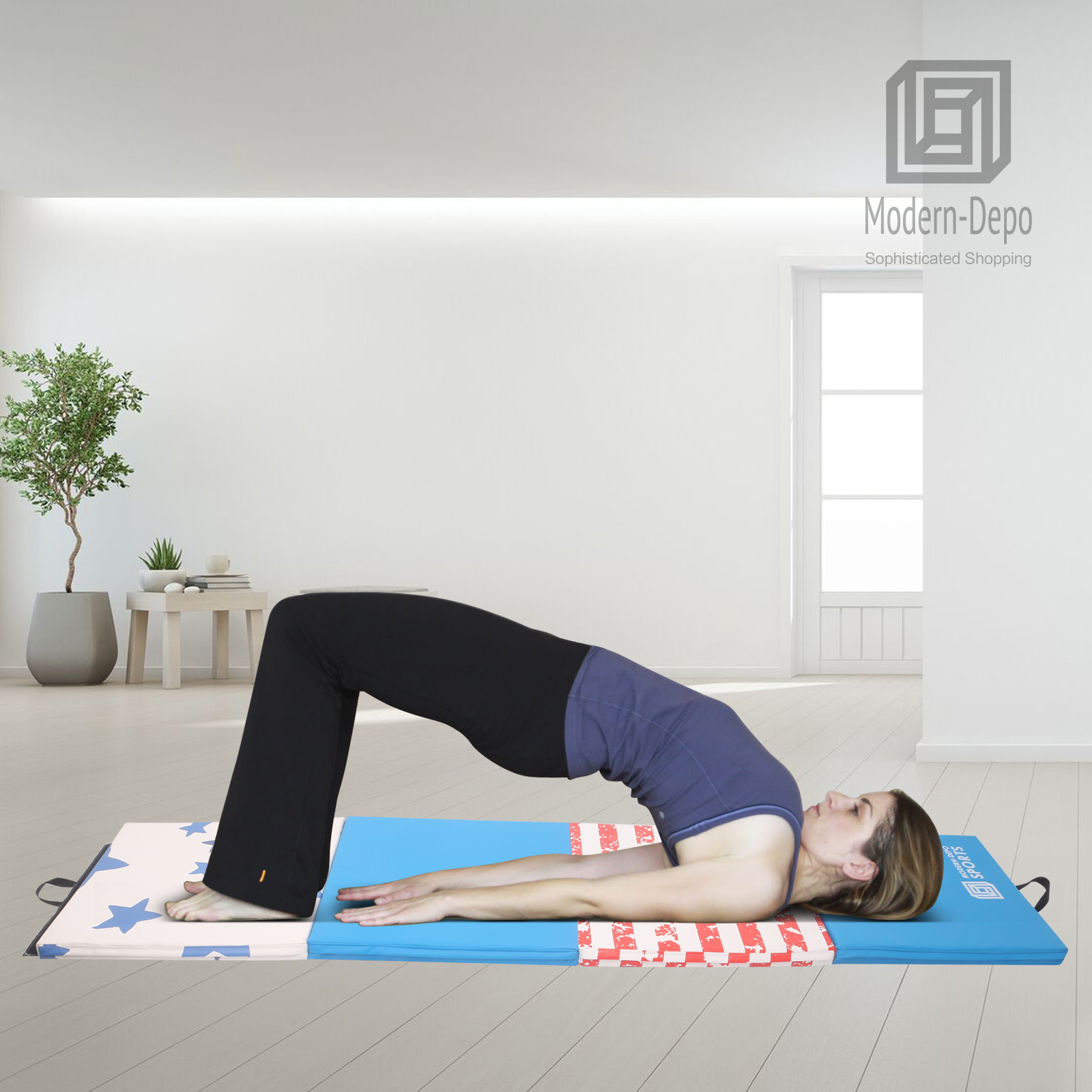 8"x2"x2" Folding Mat 4-Fold Thick Foam Fitness Exercise Gym Gymnastics Mat Star - Bild 7 von 9