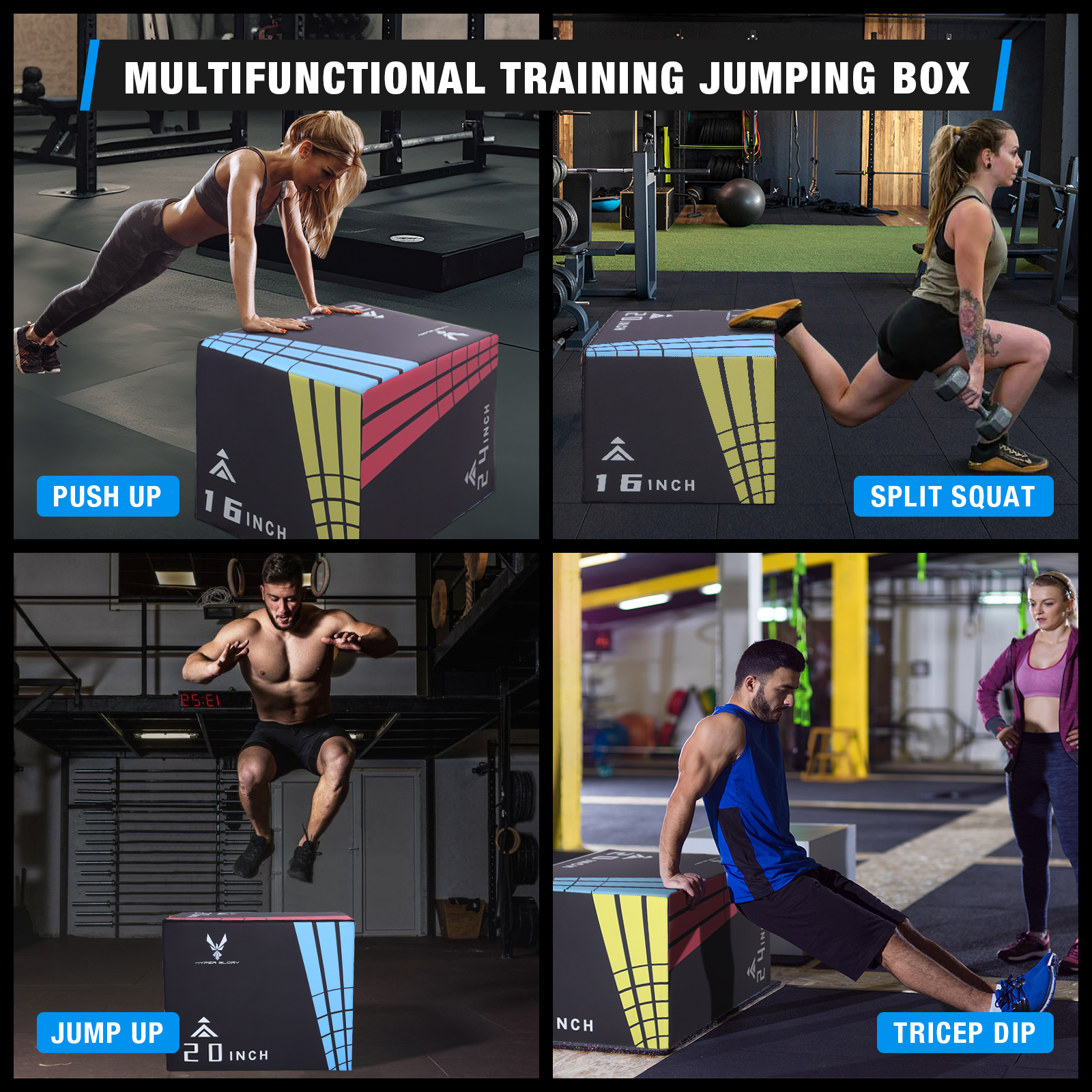 3 in 1 Plyo Box Fitness Foam Plyometric Jump Box Set Height Adjustable - Picture 27 of 28