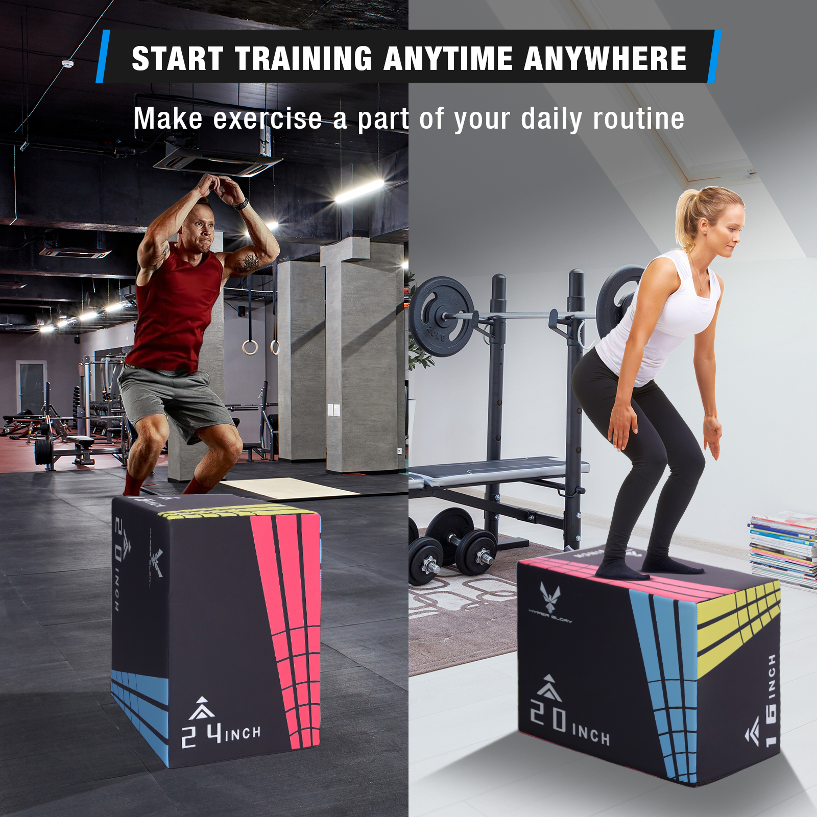3 in 1 Plyo Box Fitness Foam Plyometric Jump Box Set Height Adjustable - Picture 28 of 28
