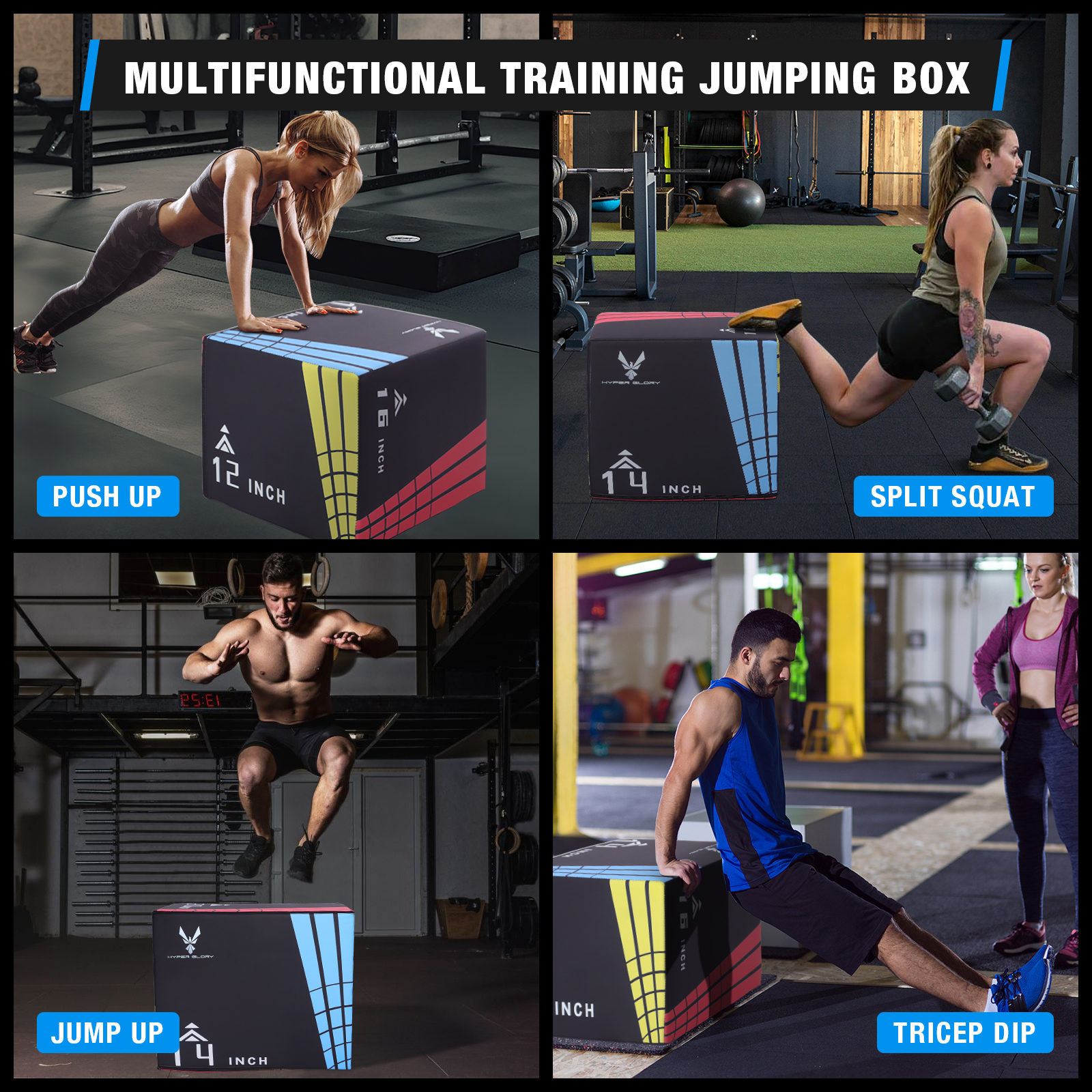3 in 1 Plyo Box Fitness Foam Plyometric Jump Box Set Height Adjustable - Picture 13 of 28