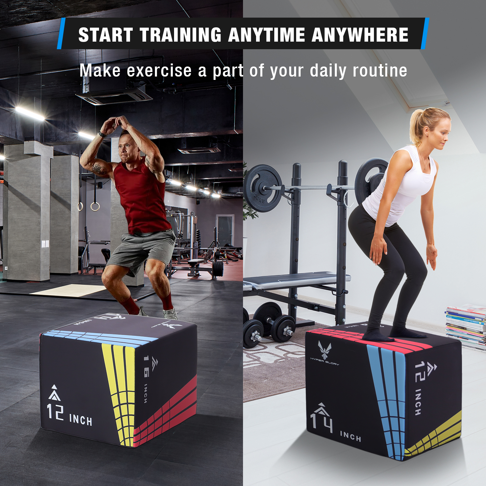 3 in 1 Plyo Box Fitness Foam Plyometric Jump Box Set Height Adjustable - Picture 14 of 28