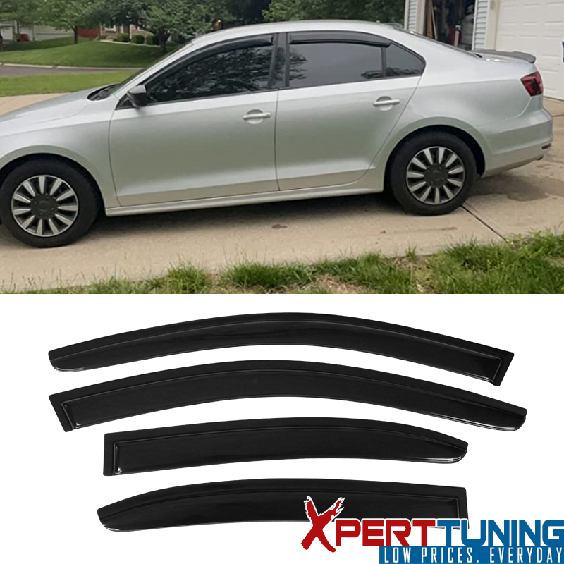 Window Rain Guards For 2011-2018 Volkswagen Jetta - 4PC Outside Mount Vent Visor Deflector Shades